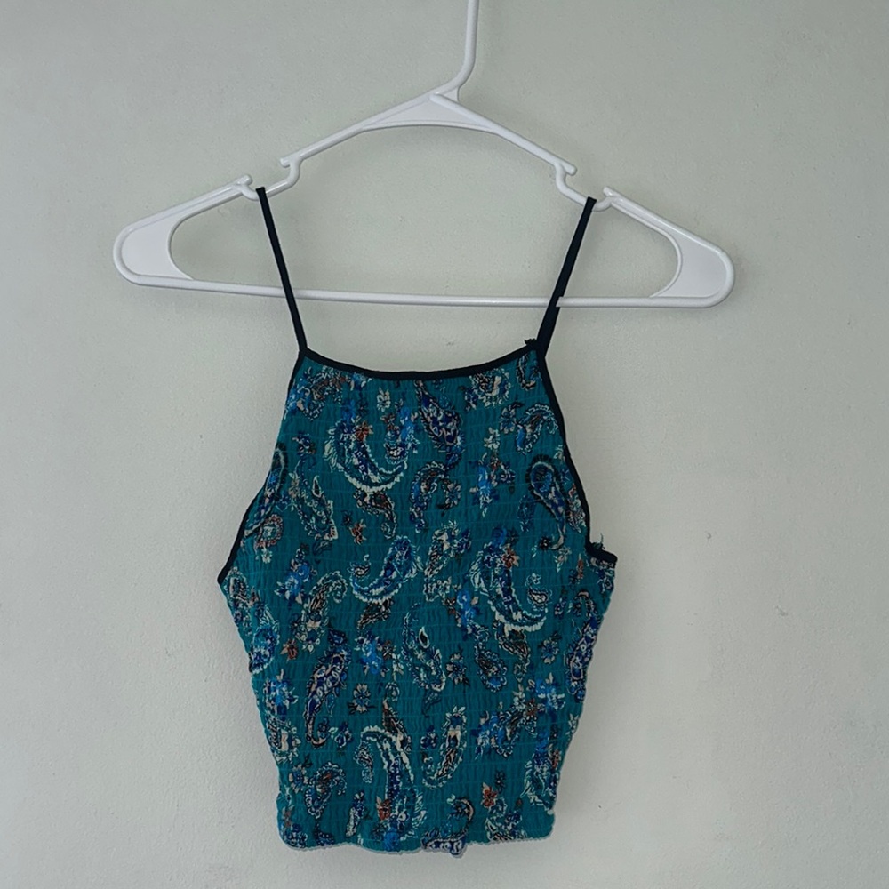 Xhilaration Blue Sleeveless Fitted Crop Camisole
